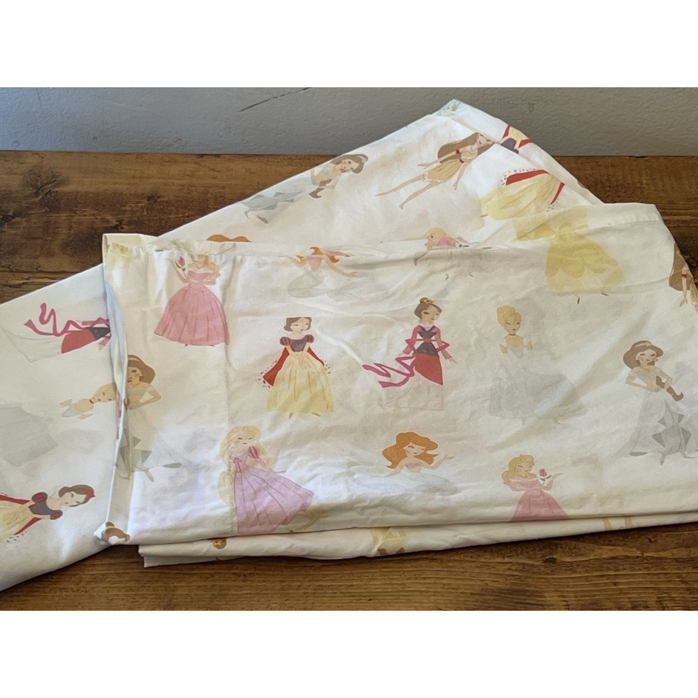 Pottery Barn Kids Disney Princess Organic Pillowcase Belle Ariel Tiana Set Of 2
